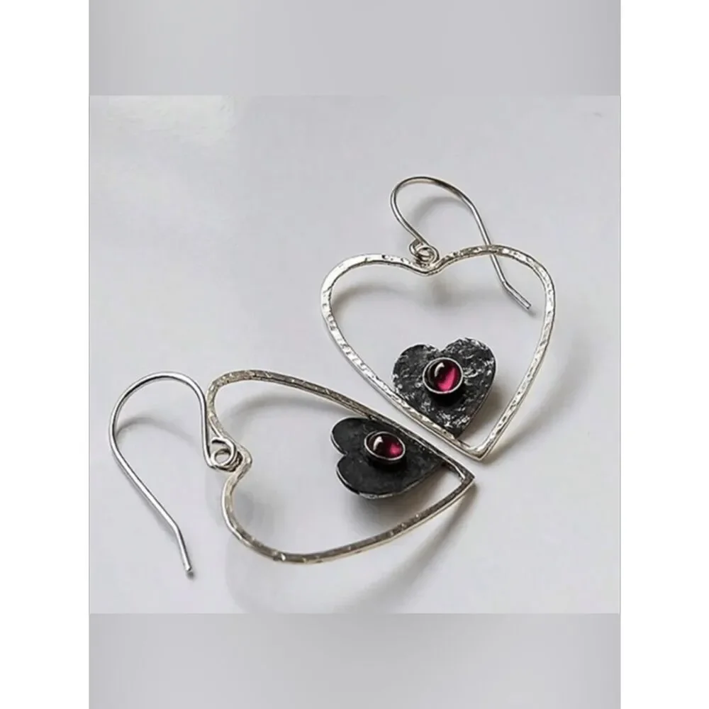 Boho heart dangle earrings S1363